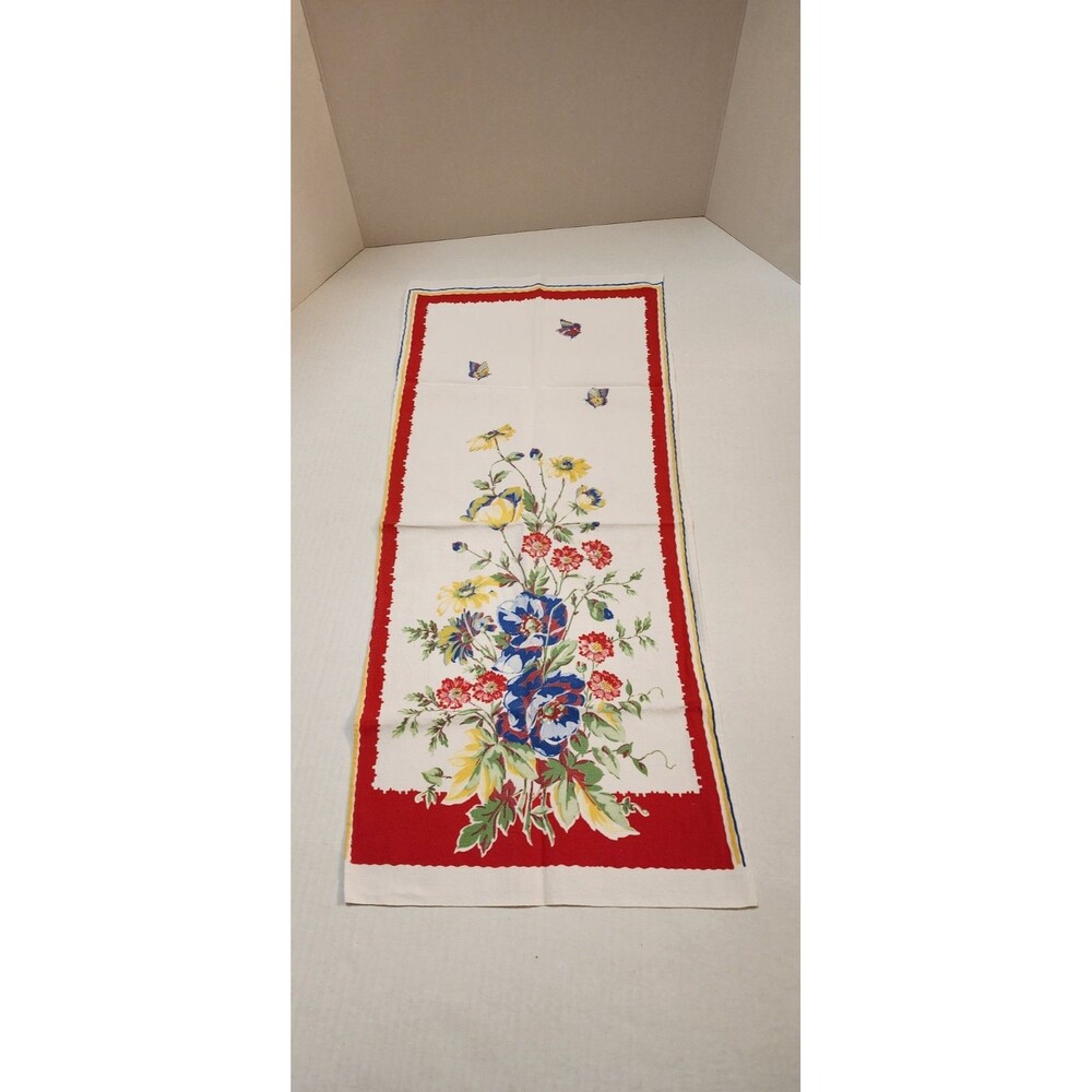 Vintage Startex Print Kitchen Dish Tea Towel Floral 14x31.5 Farmhouse USA Made